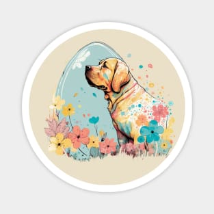 Yellow Labrador Retriever Easter Egg Spring Floral Cute Dog Lover Art Magnet